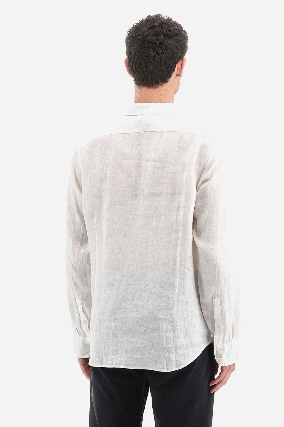 Einfarbiges Langarm-Herrenhemd aus 100 % Leinen regular fit  -  Russel | La Martina - Official Online Shop