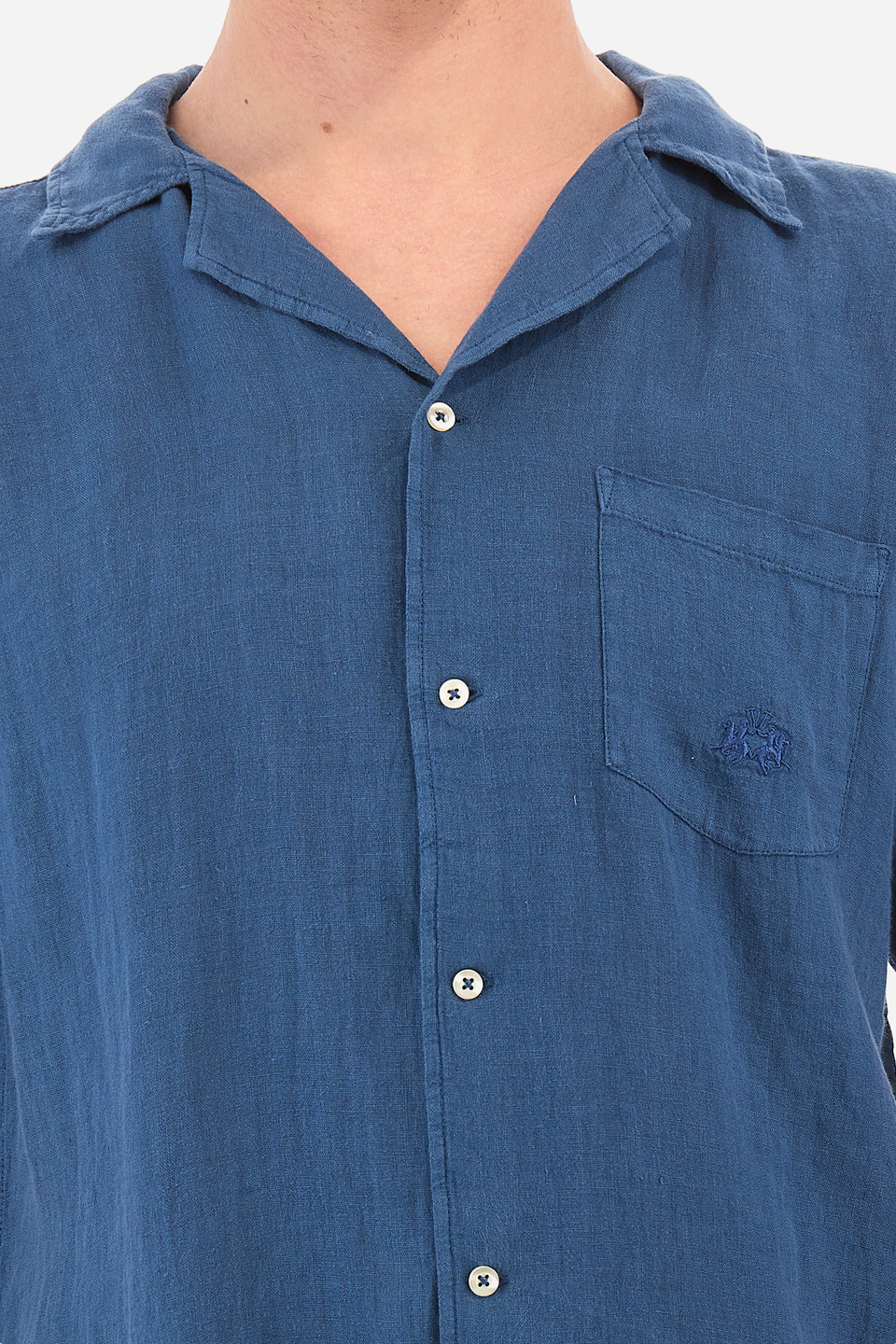 Regular Fit Herrenhemd aus 100 % Leinen mit kurzen Ärmeln - Varoun | La Martina - Official Online Shop