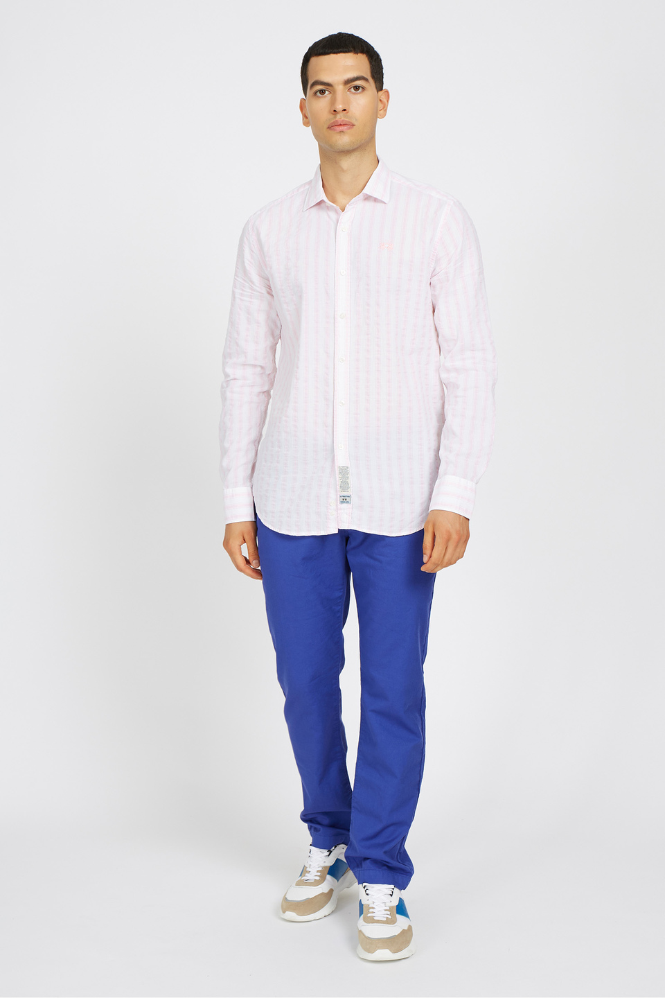 Camisa regular fit de manga larga para hombre en algodón y lino - Innocent | La Martina - Official Online Shop