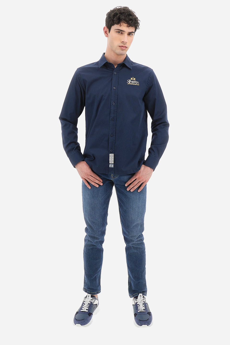 Men's regular fit long-sleeved shirt in cotton - Vivek | La Martina - Official Online Shop