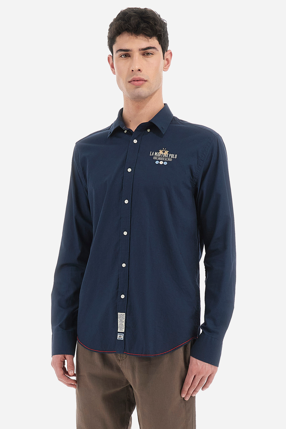 Men's regular fit long-sleeved shirt in cotton - Vladan | La Martina - Official Online Shop