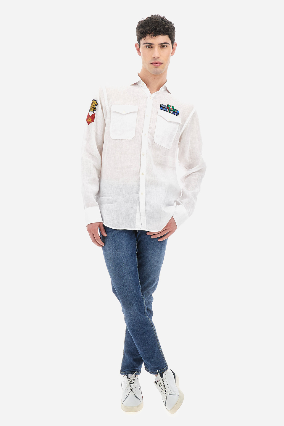 Langärmliges Herrenhemd aus 100 % Leinen in normaler Passform - Viviano | La Martina - Official Online Shop