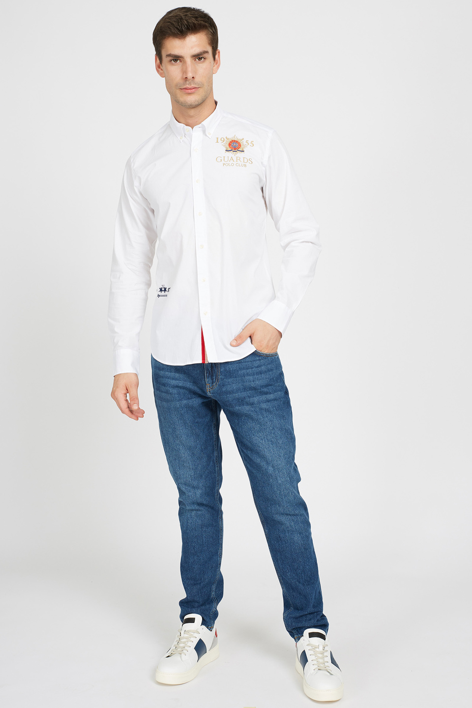 Men's long-sleeved shirt in regular fit stretch cotton - Volker | La Martina - Official Online Shop