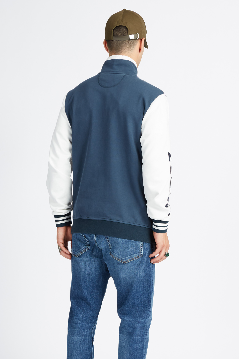Polo Academy men's full-zip crewneck sweatshirt in color block with large logo - Vandan | La Martina - Official Online Shop