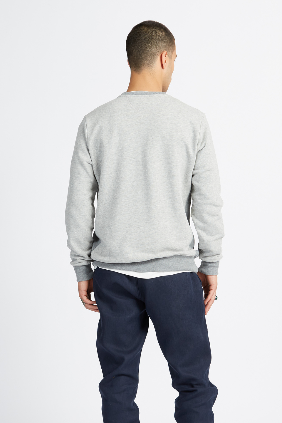 Polo Academy men's full zip crewneck sweatshirt mixed fabric big logo - Vander | La Martina - Official Online Shop
