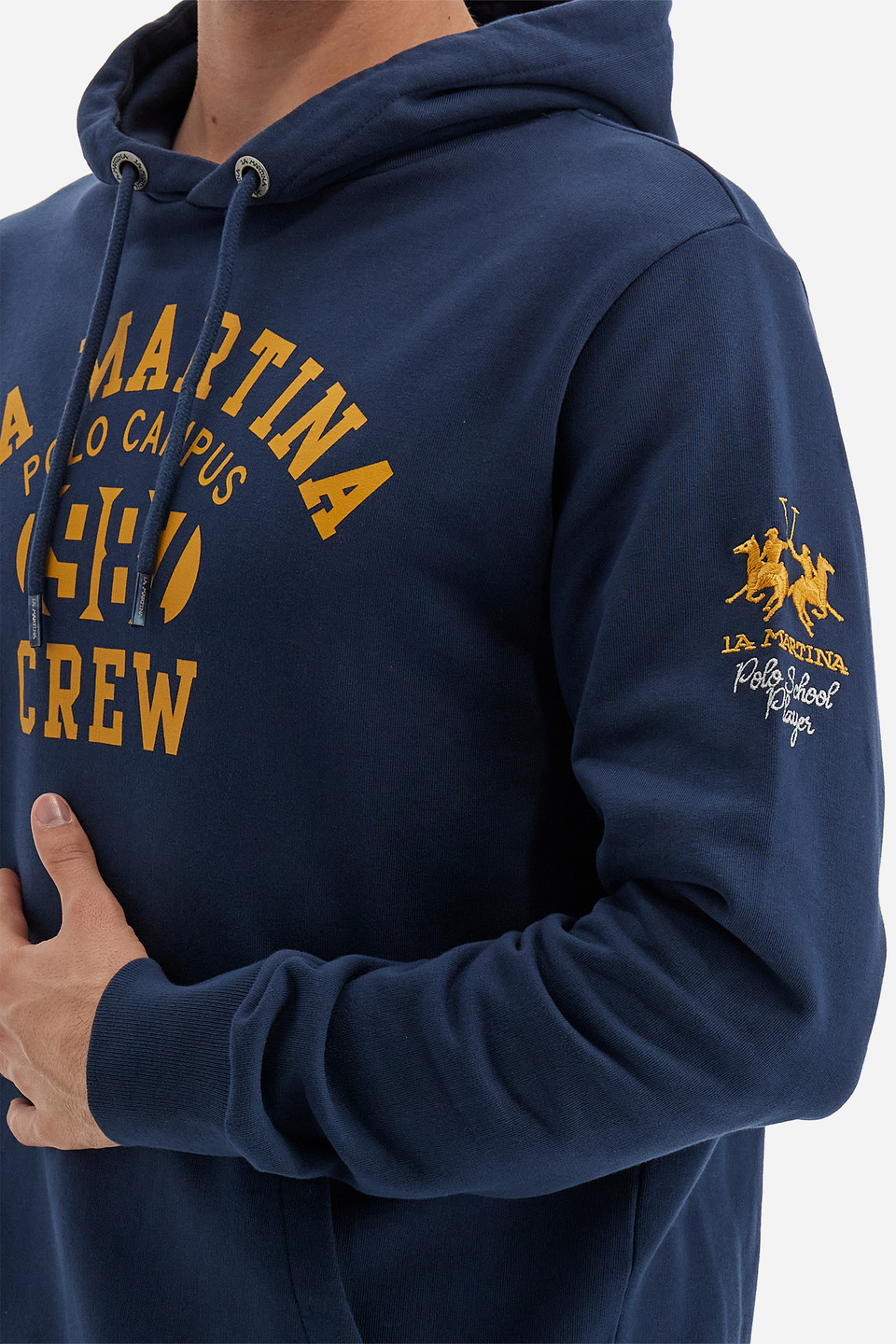 Polo Academy men's full zip hooded sweatshirt in solid color logo on shoulder - Vanek | La Martina - Official Online Shop