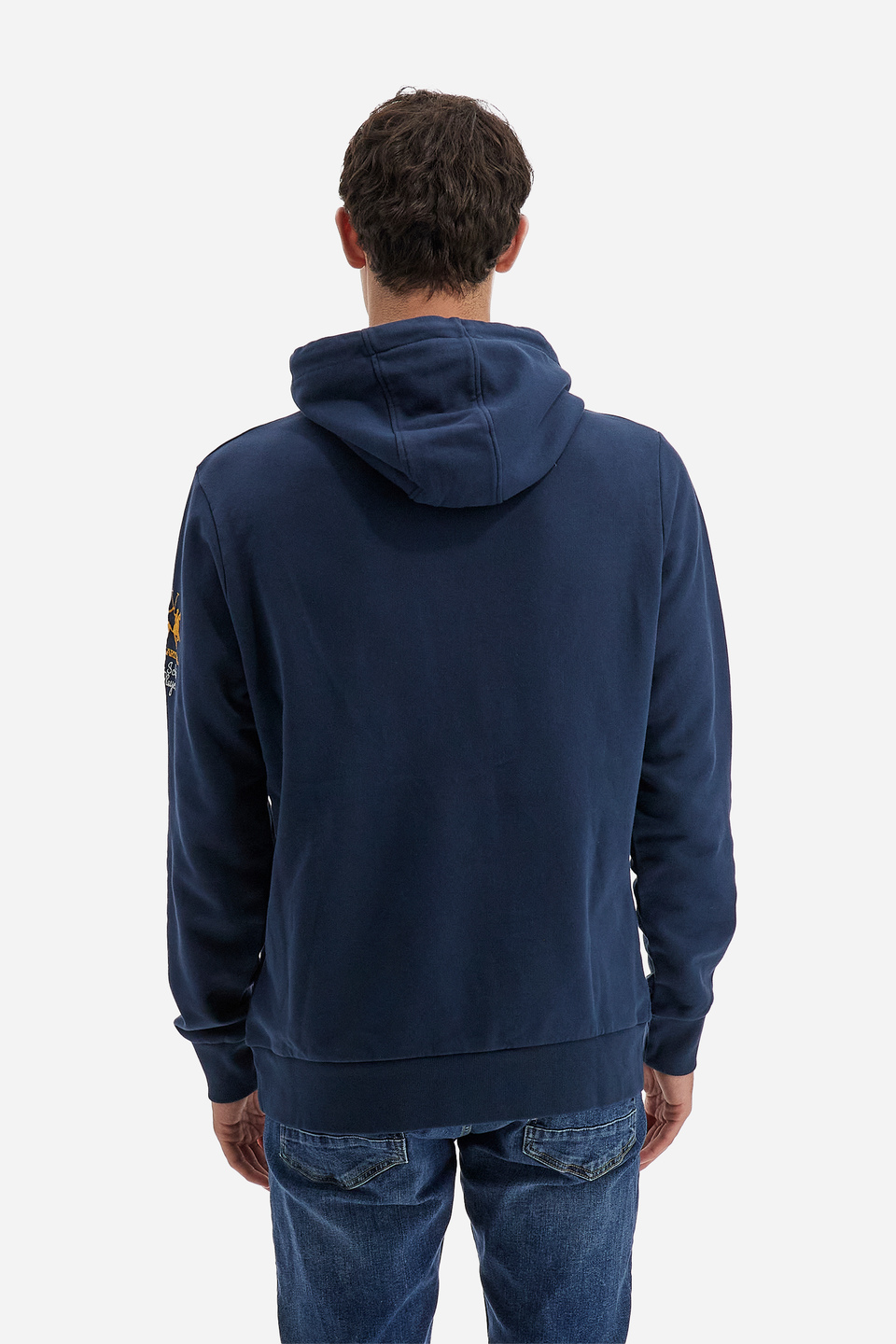 Polo Academy men's full zip hooded sweatshirt in solid color logo on shoulder - Vanek | La Martina - Official Online Shop