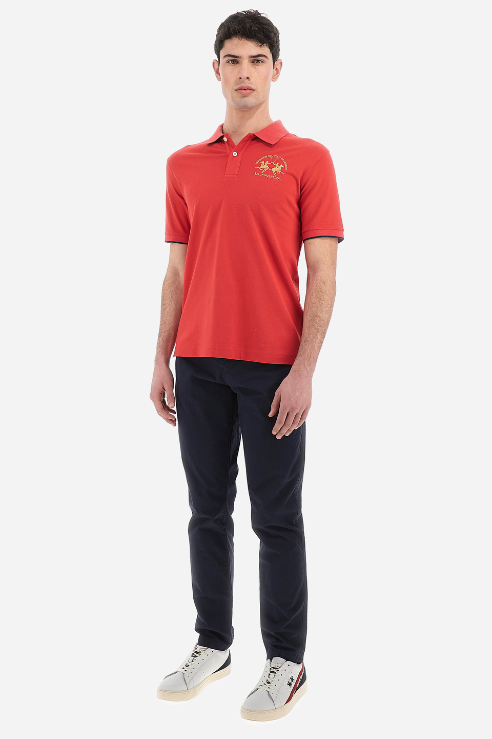 Men's short-sleeved polo shirt in regular fit stretch cotton - Miguel | La Martina - Official Online Shop