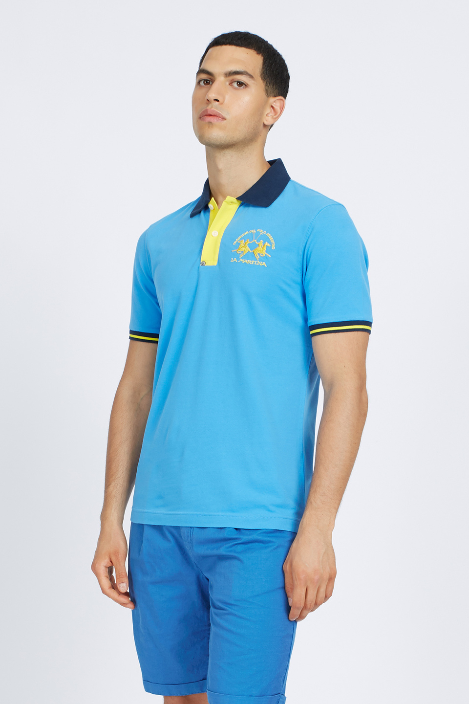 Short-sleeves man polo in cotton-stretch slim fit  -  Trixie | La Martina - Official Online Shop