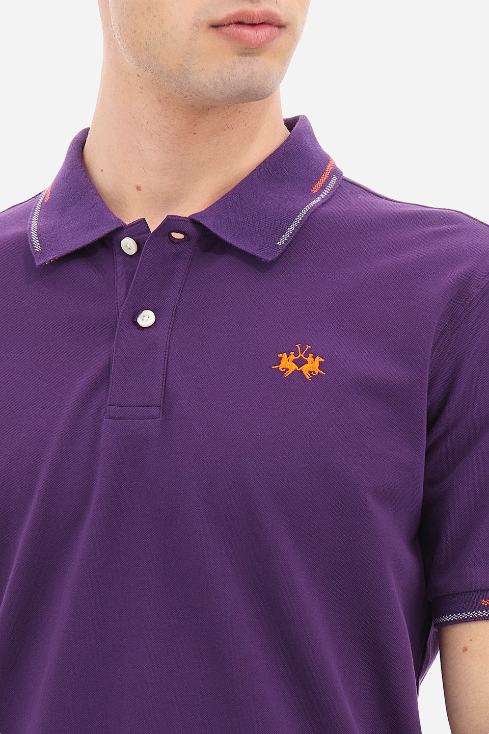 Men's short-sleeved polo shirt in regular fit stretch cotton - Valene | La Martina - Official Online Shop