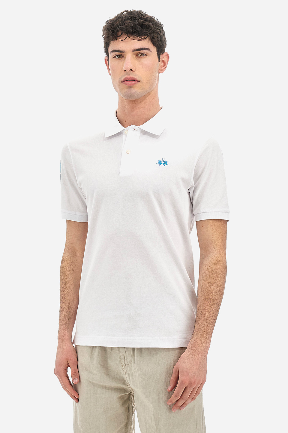 Short-sleeves man polo in cotton-stretch slim fit  -  Ray | La Martina - Official Online Shop