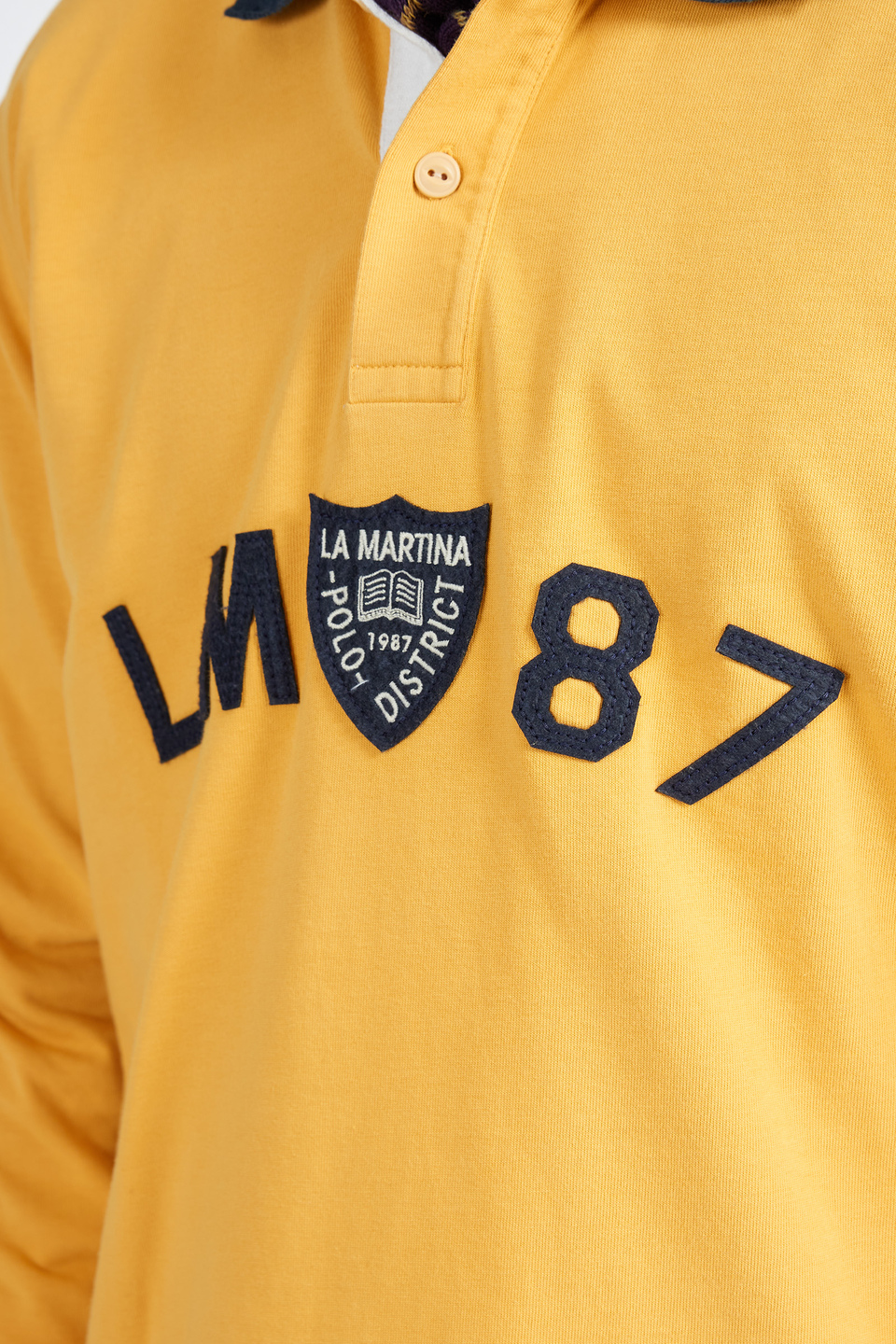 Polo Academy men's long-sleeved polo shirt with small contrasting collar logo - Vardis | La Martina - Official Online Shop