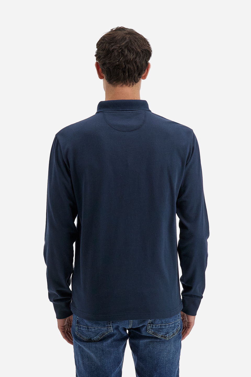 Polo Academy men's long-sleeved polo shirt with small contrasting collar logo - Vardis | La Martina - Official Online Shop