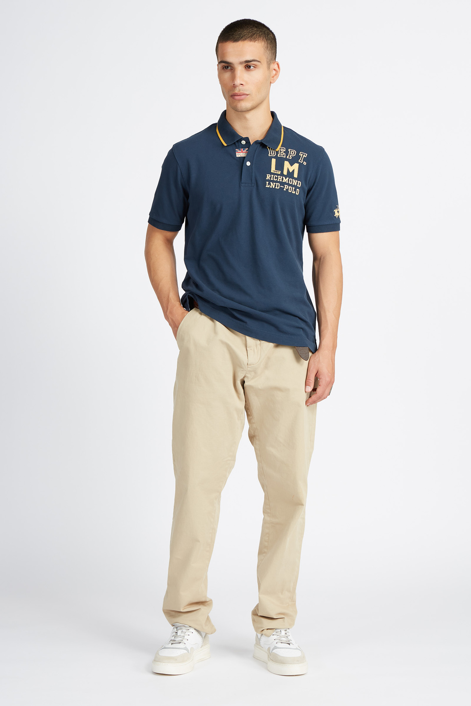 Men's short-sleeved polo shirt Polo Academy solid color small logo on shoulder - Vardon | La Martina - Official Online Shop