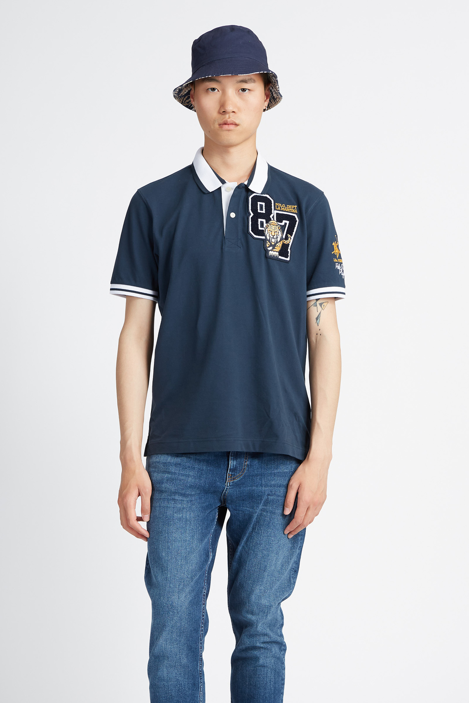 Kurzarm-Poloshirt für Herren Polo Academy einfarbiges Mini-Logo und Maxi-Patch - Vasco | La Martina - Official Online Shop