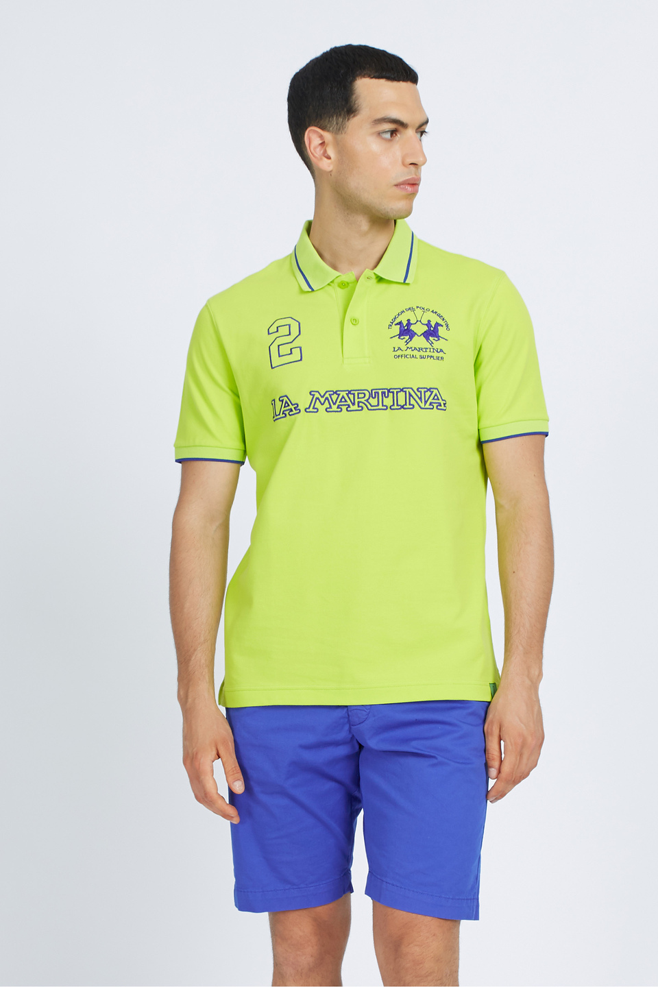 Men's short-sleeved polo shirt in regular fit stretch cotton - Rosano | La Martina - Official Online Shop