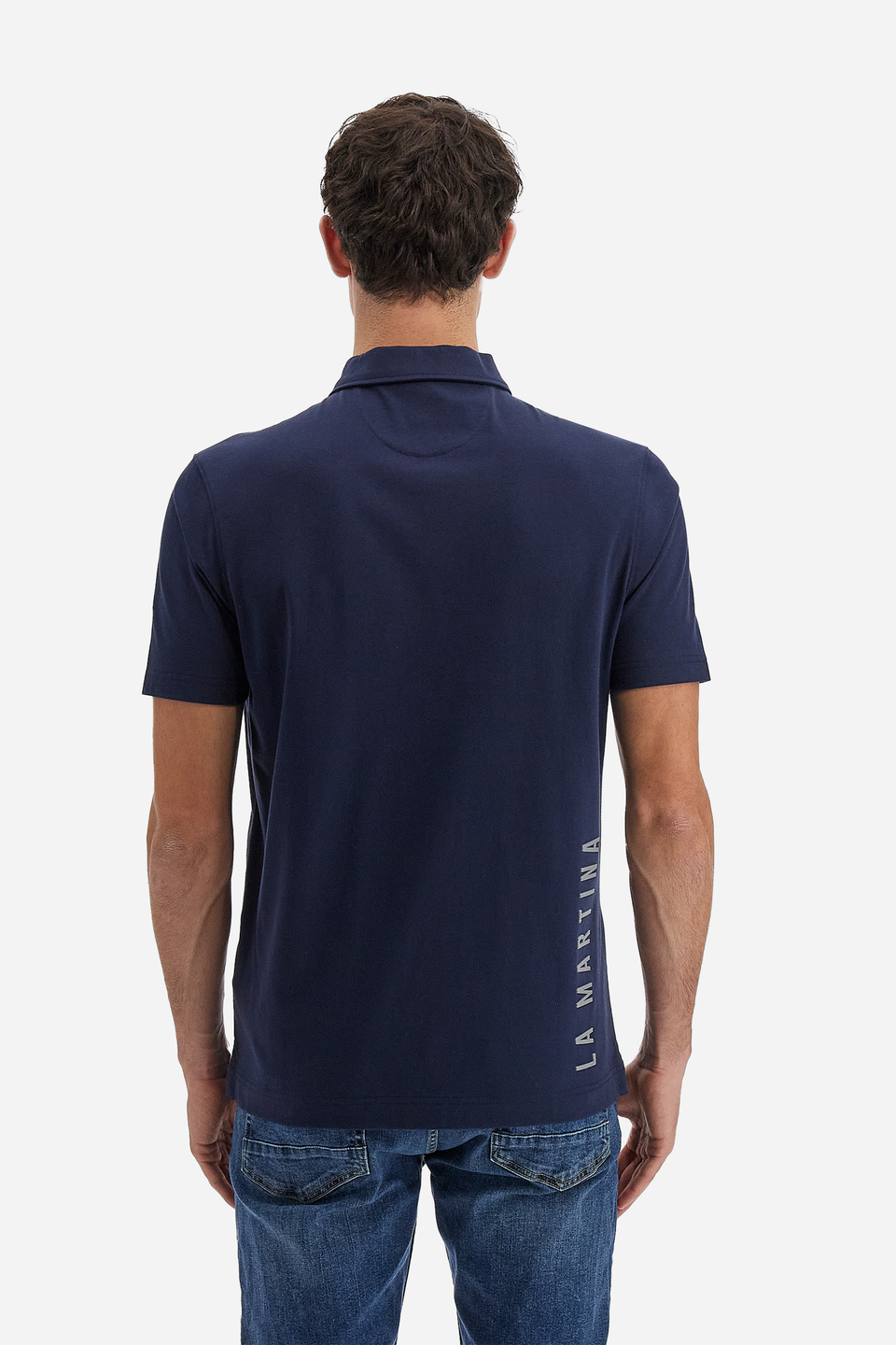 Men's short-sleeved polo shirt Logos with flat mini pocket in solid color - Vasant | La Martina - Official Online Shop