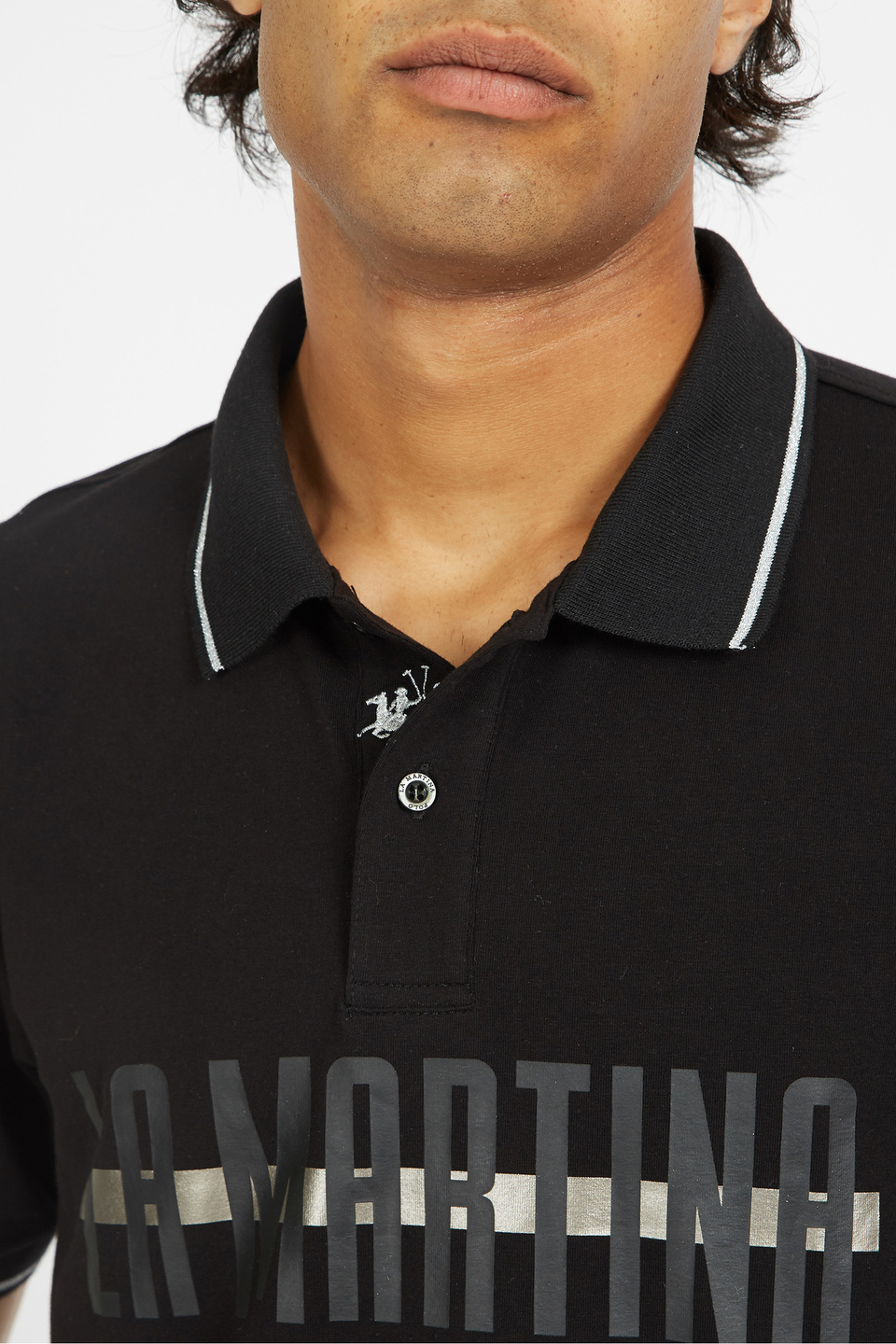 Polo à manches courtes pour homme en coton stretch regular fit - Vitus | La Martina - Official Online Shop