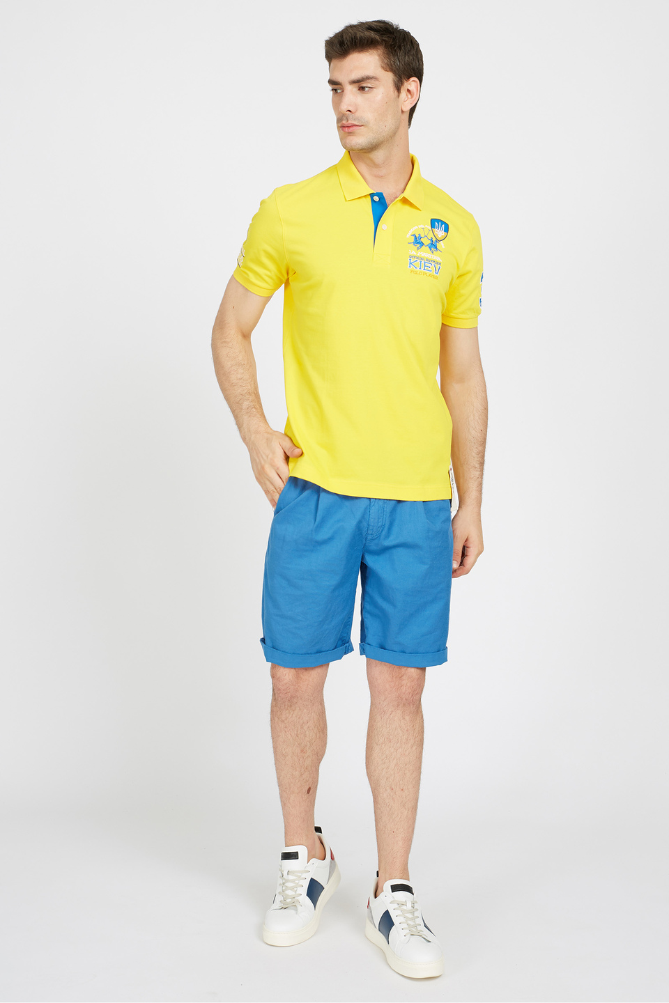 Men's short-sleeved polo shirt in regular fit stretch cotton - Valerian | La Martina - Official Online Shop