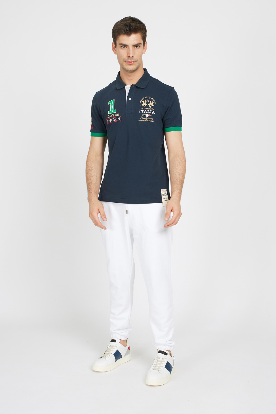 Men's short-sleeved polo shirt in regular fit stretch cotton - Valerien | La Martina - Official Online Shop