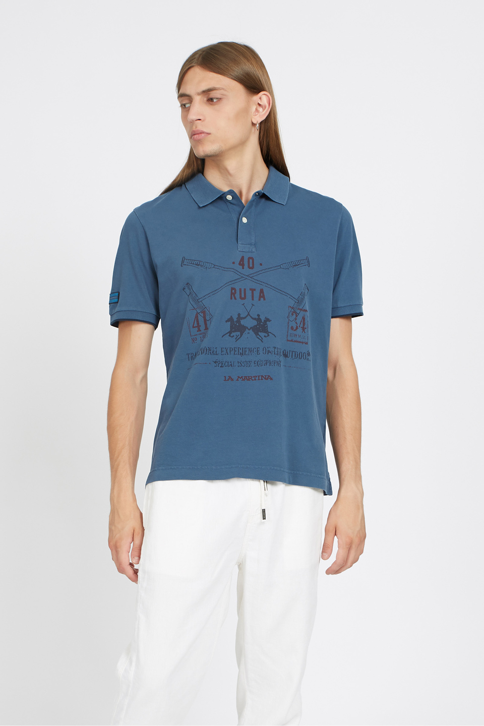 Regular fit 100% cotton short-sleeved polo shirt for men - Varda | La Martina - Official Online Shop