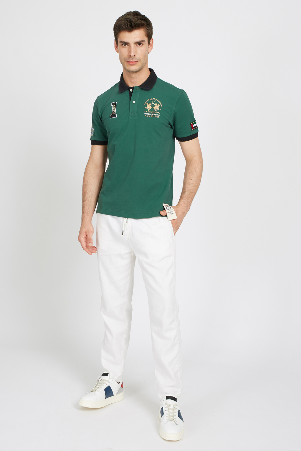 Men's short-sleeved polo shirt in regular fit stretch cotton - Vallee | La Martina - Official Online Shop