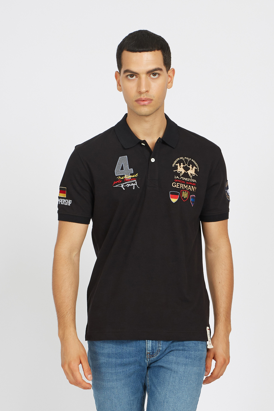 Men's short-sleeved polo shirt in regular fit stretch cotton - Vaughn | La Martina - Official Online Shop