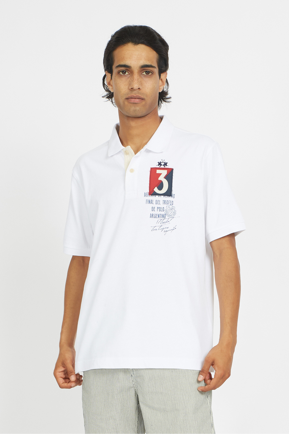 Short-sleeves man polo cotton over fit - Vally White La Martina | Shop