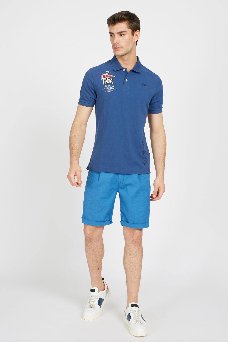 Men's short-sleeved polo shirt in regular fit stretch cotton - Valther | La Martina - Official Online Shop