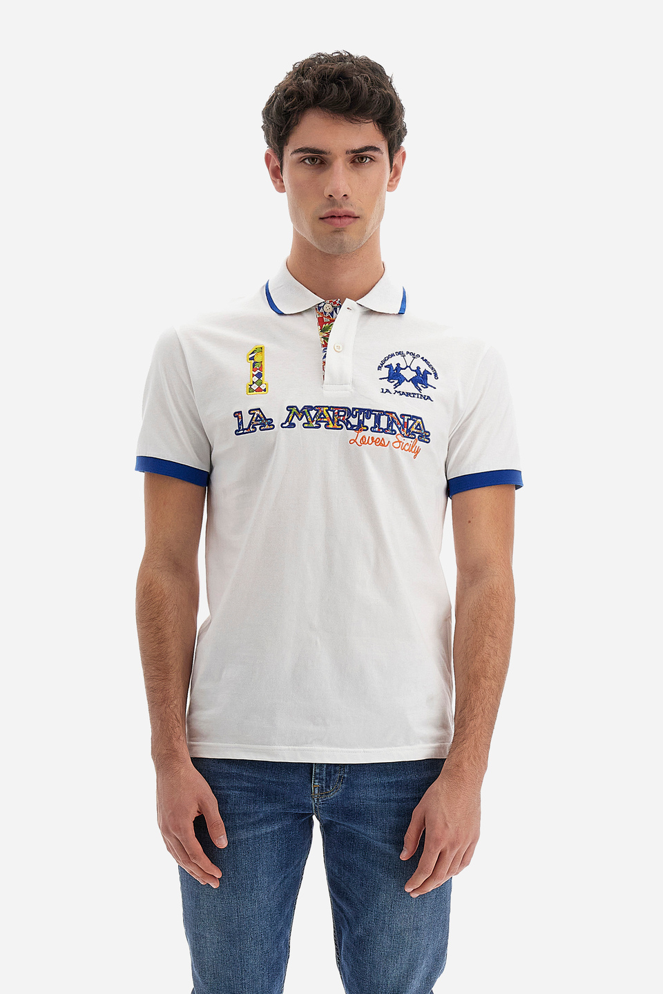 Regular fit 100% cotton short-sleeved polo shirt for men - Capsule Palermo | La Martina - Official Online Shop