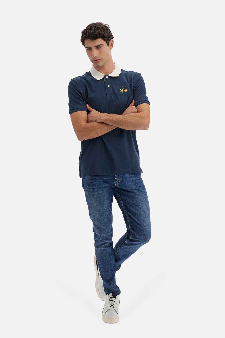 Polo homme Polo Academy à manches courtes de couleur unie avec maxi patch et col contrasté - Vedis | La Martina - Official Online Shop