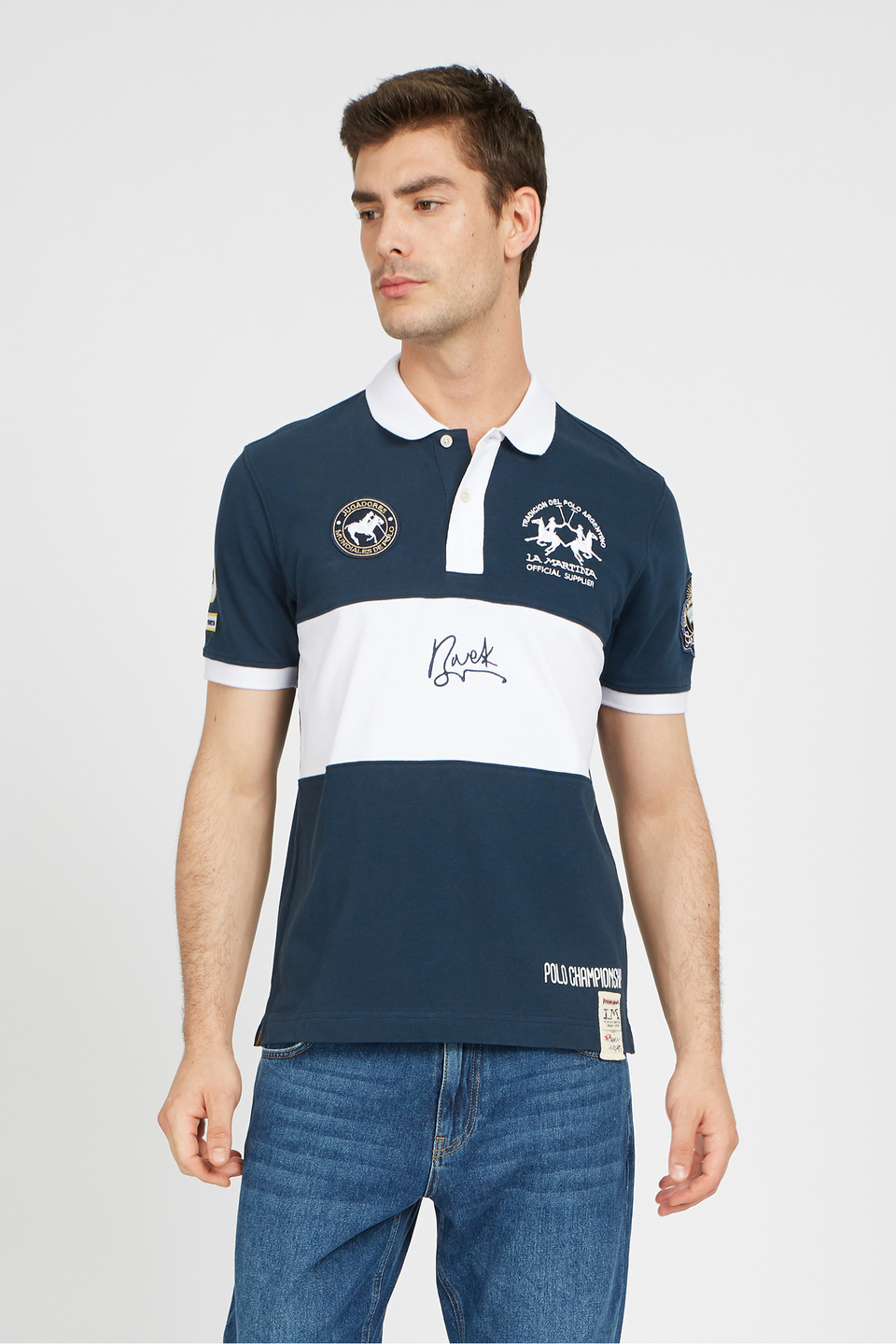 Regular fit 100% cotton short-sleeved polo shirt for men - Velibor | La Martina - Official Online Shop