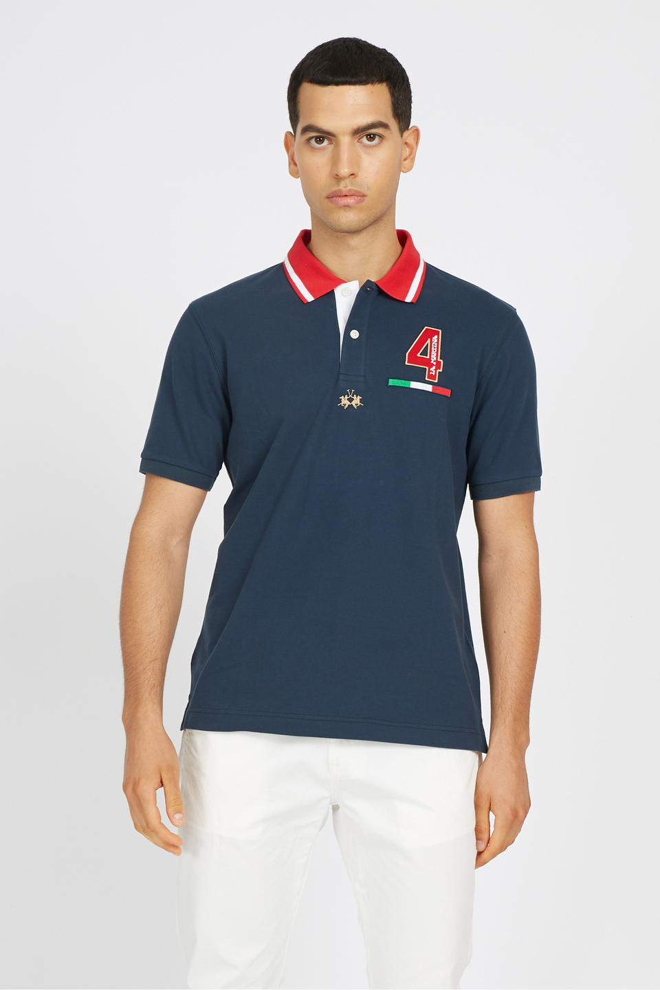 Herren-Kurzarm-Poloshirt aus Stretch-Baumwolle mit normaler Passform - Van | La Martina - Official Online Shop