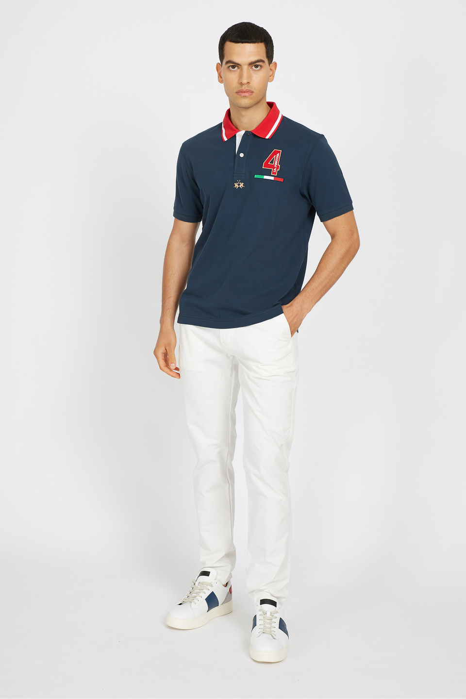 Polo à manches courtes pour homme en coton stretch regular fit - Van | La Martina - Official Online Shop