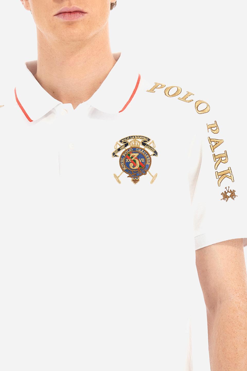 Men's short-sleeved polo shirt in regular fit stretch cotton - Vinicio | La Martina - Official Online Shop