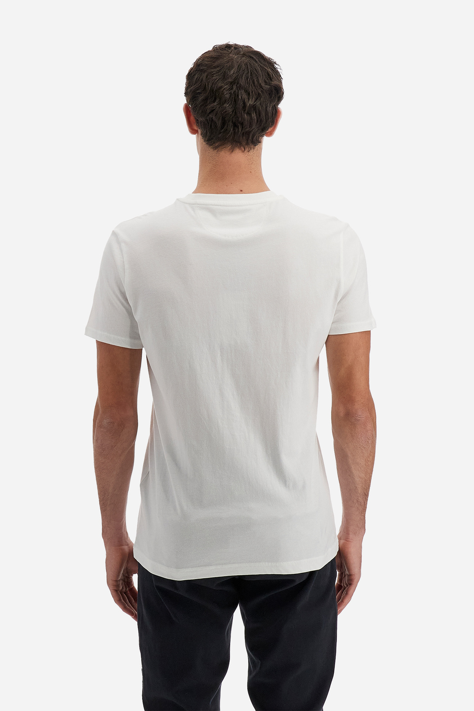 T-shirt homme à manches courtes Polo Academy de couleur unie avec maxi écriture et mini logo - Venceslao | La Martina - Official Online Shop