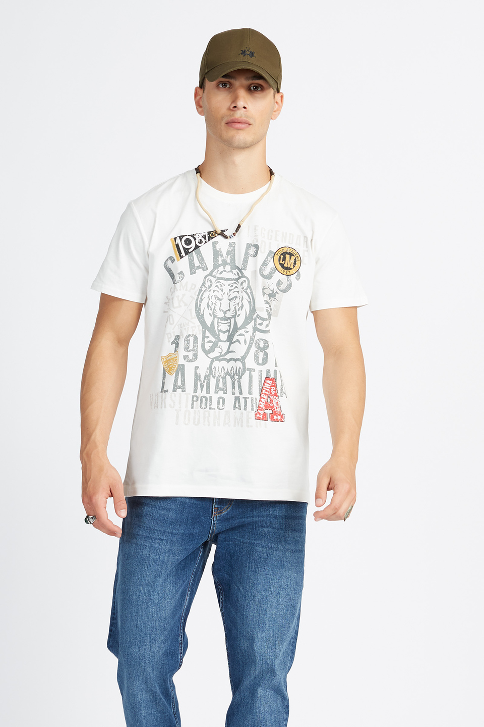 Polo Academy Kurzarm-T-Shirt für Herren einfarbig mit großem Logo und Schriftzug - Verdell | La Martina - Official Online Shop