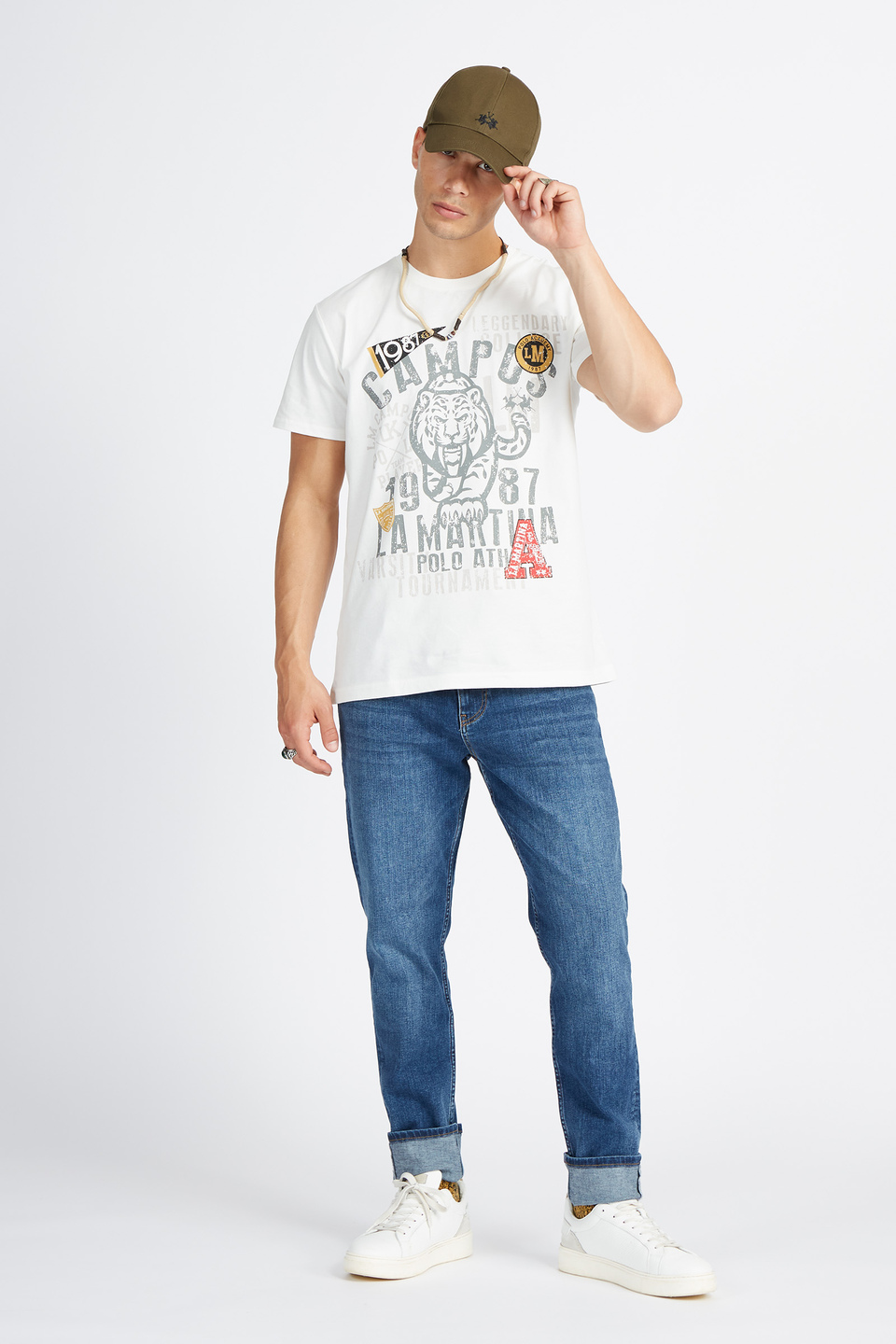 T-shirt à manches courtes Polo Academy pour hommes de couleur unie avec grand logo et lettrage - Verdell | La Martina - Official Online Shop