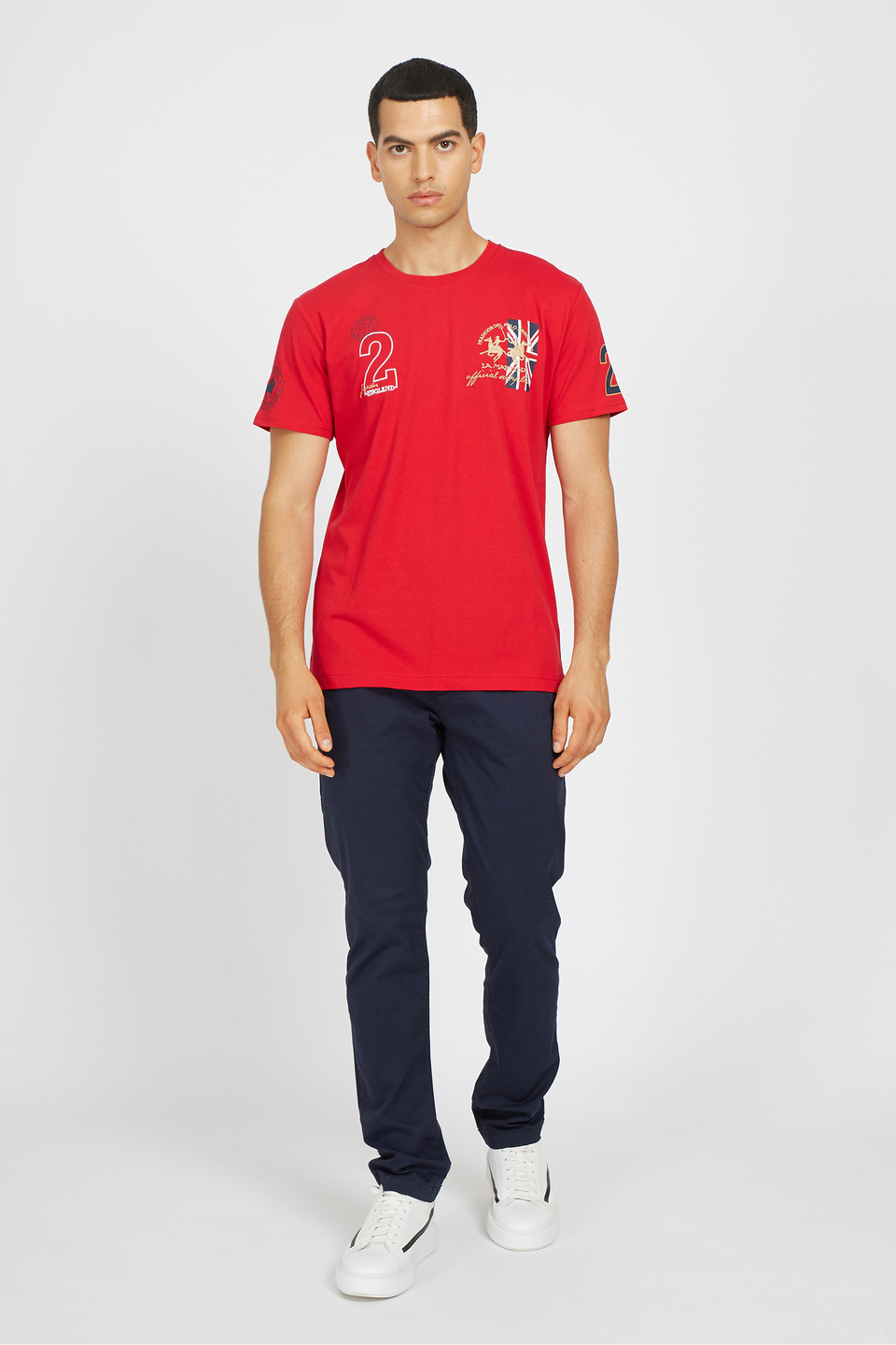 Men's 100% cotton regular fit short-sleeved T-shirt - Vester | La Martina - Official Online Shop