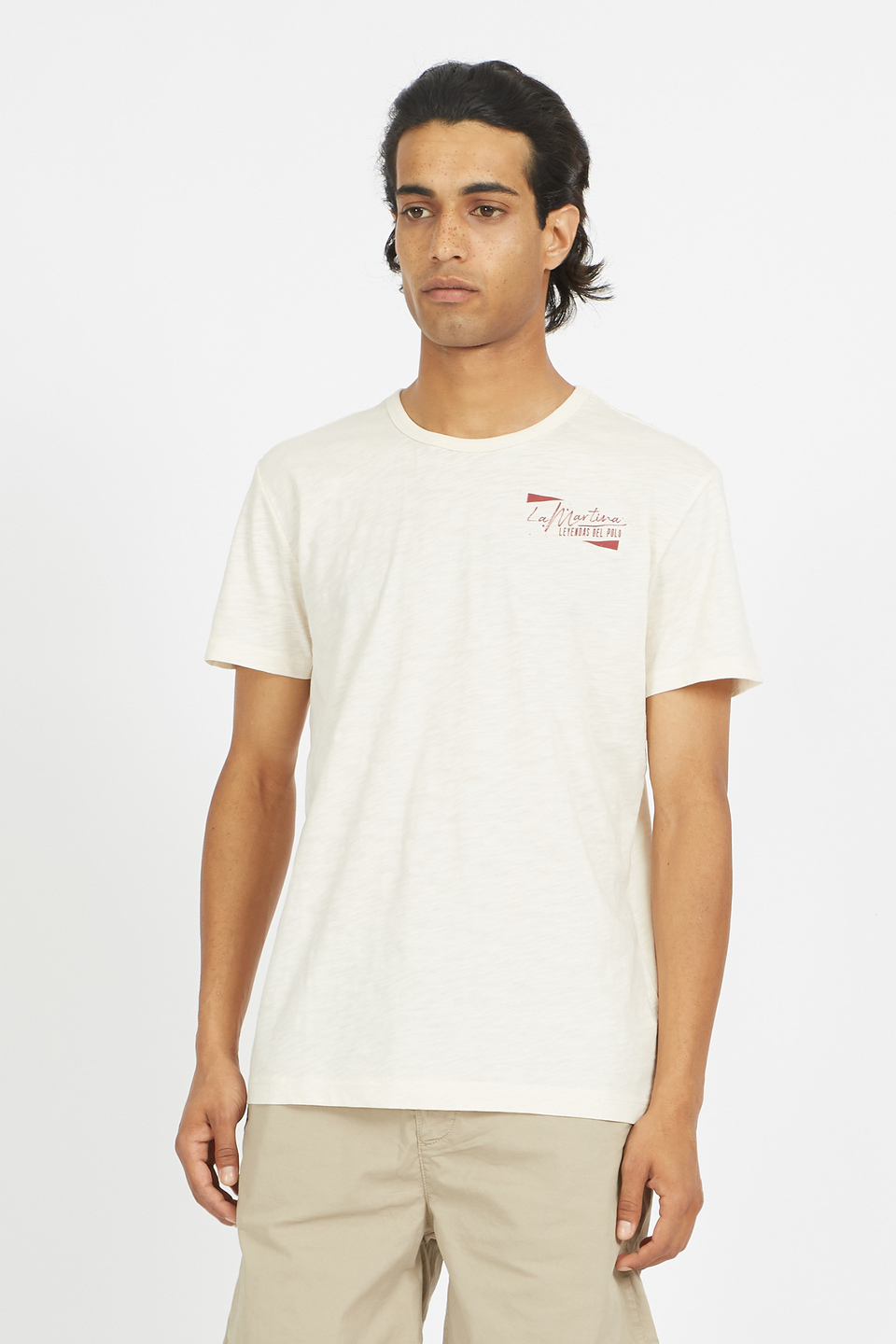 Men's 100% cotton regular fit short-sleeved T-shirt - Vibeke | La Martina - Official Online Shop