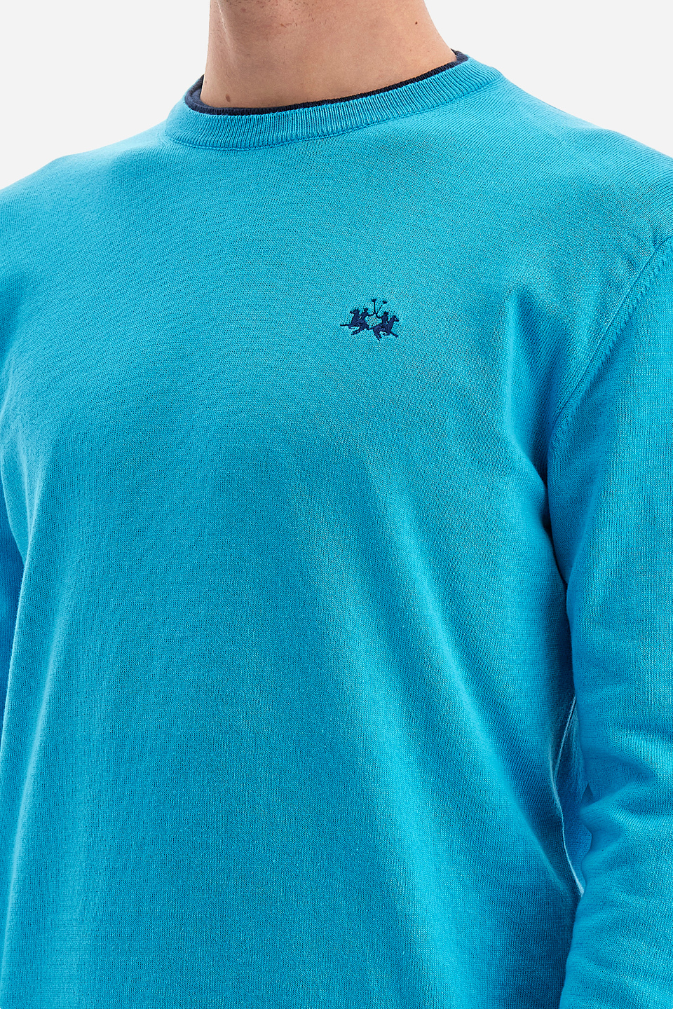 Men's regular fit 100% cotton long-sleeved sweater - Vangelios | La Martina - Official Online Shop