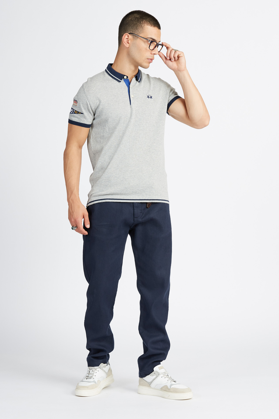 Short-sleeved men's tricot sweater in solid color Polo Academy - Victorin | La Martina - Official Online Shop