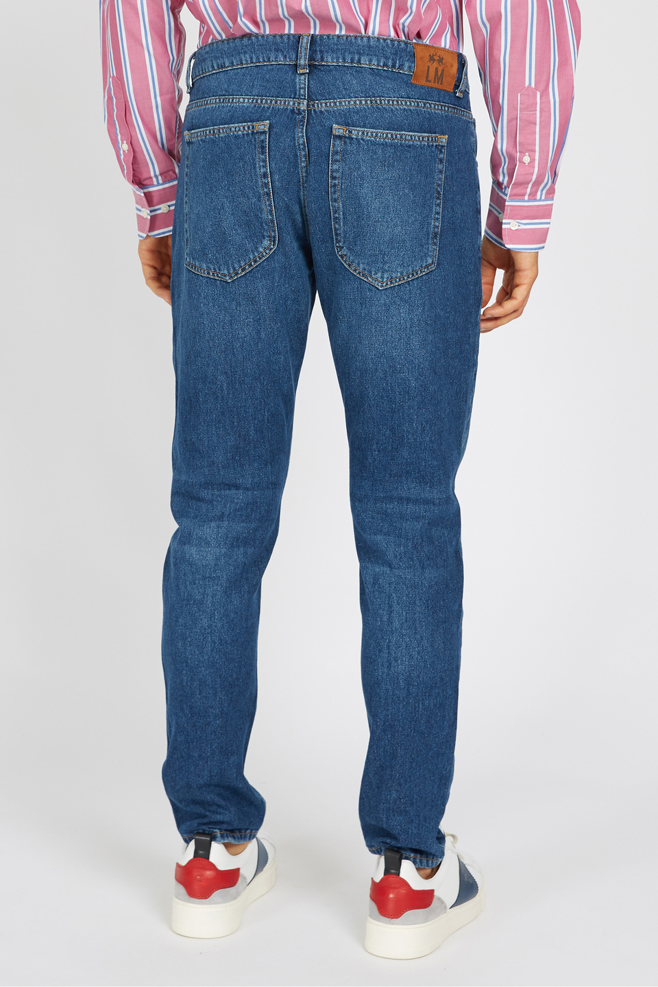 Men's regular fit 5-pocket cotton blend denim trousers - Verlin | La Martina - Official Online Shop