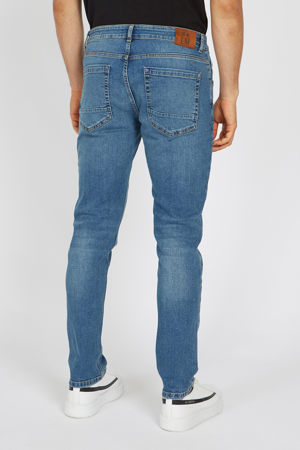 Men's regular fit 5-pocket cotton blend denim trousers - Vangy | La Martina - Official Online Shop