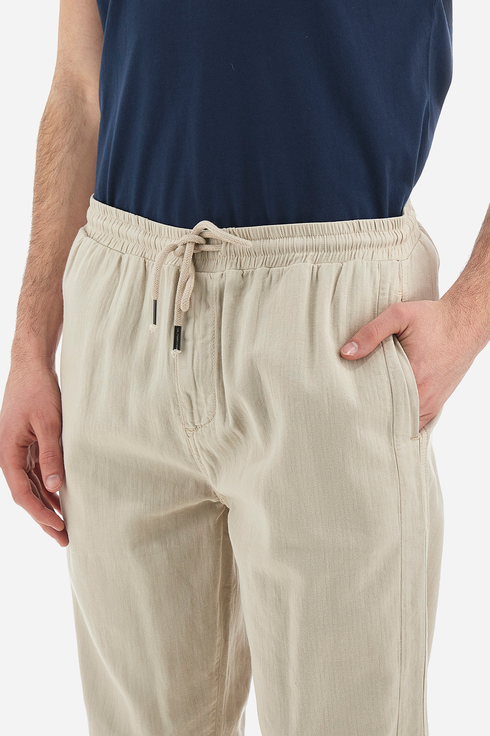 Pantalon homme coupe droite en coton et lin - Vann | La Martina - Official Online Shop