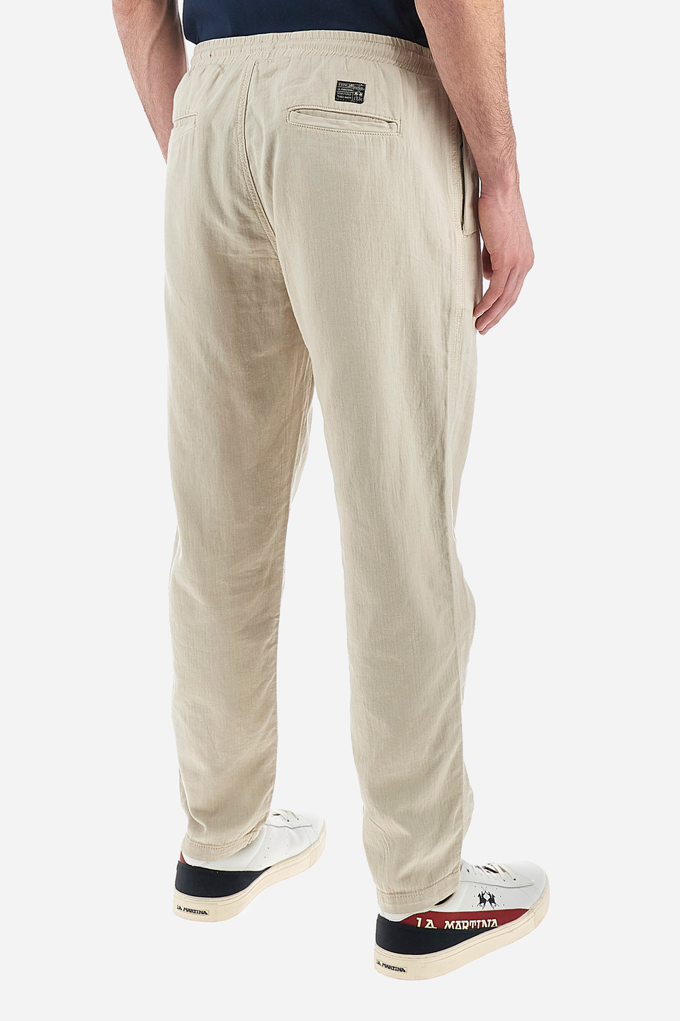 Pantaloni da uomo in cotone e lino regular fit- Vann | La Martina - Official Online Shop