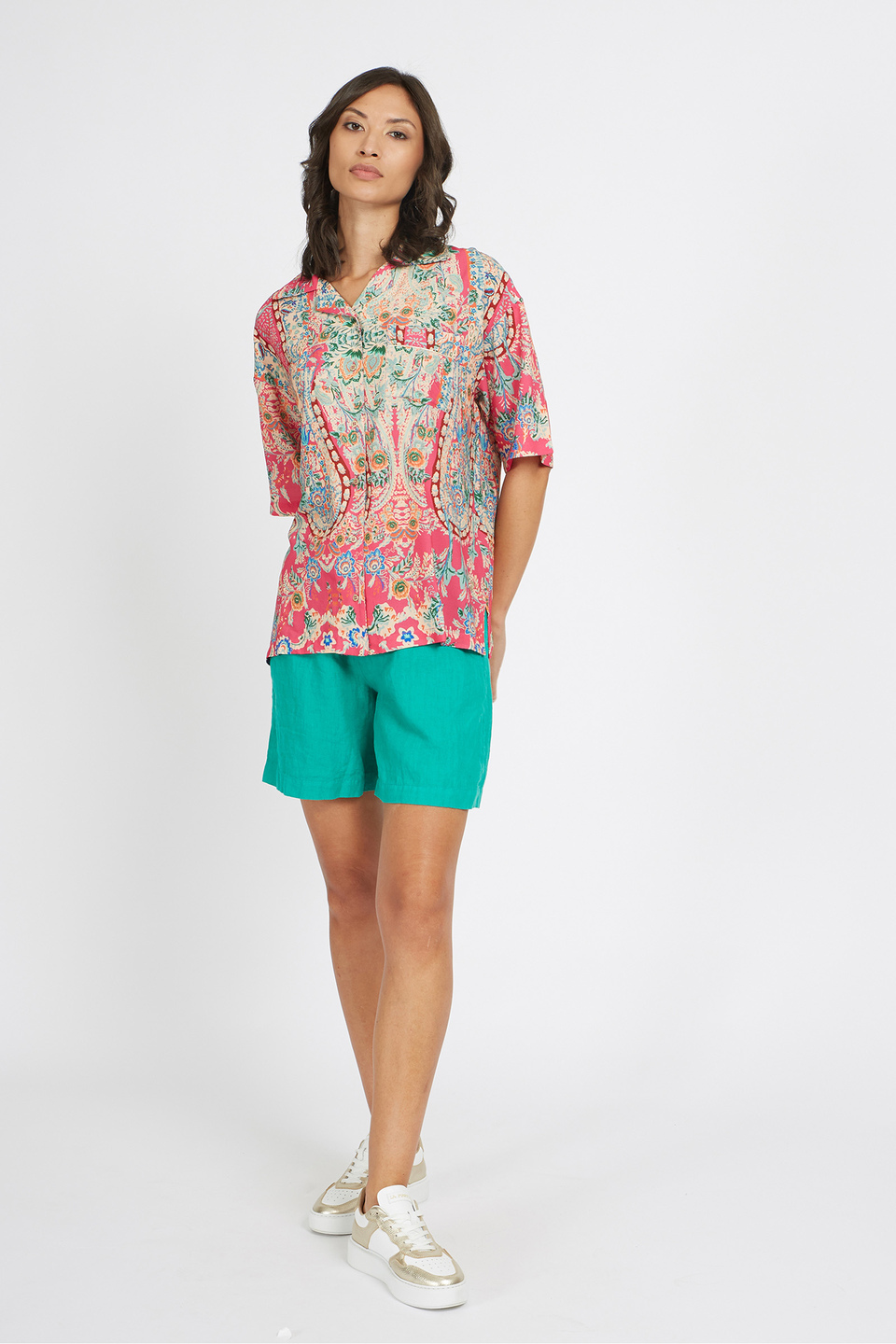 Regular fit 100% linen shorts for women - Tabiana | La Martina - Official Online Shop