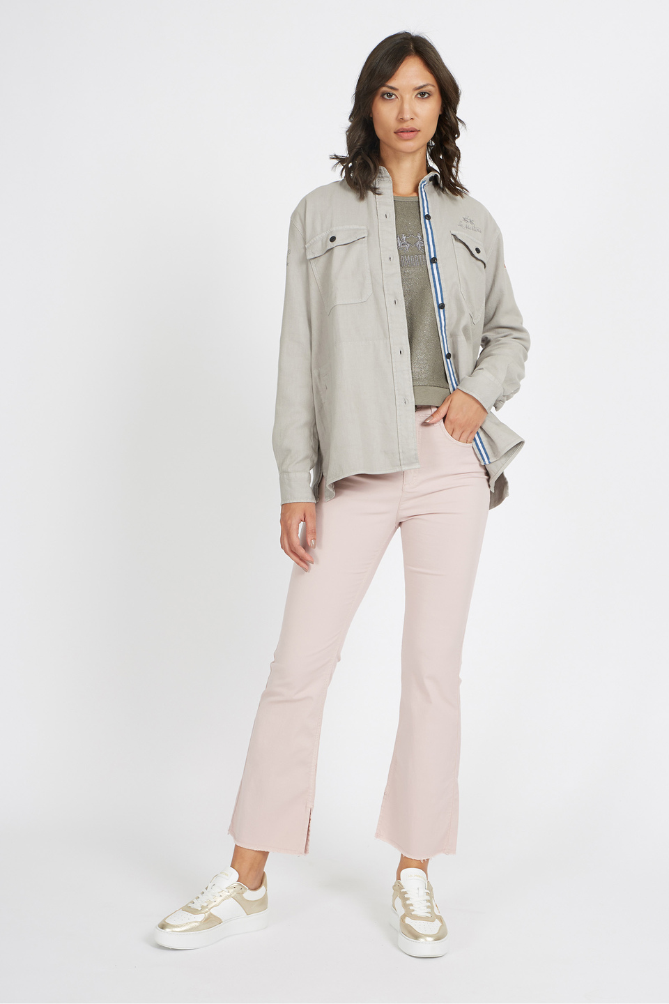 Women's regular fit cotton and linen shirt - Vachya | La Martina - Official Online Shop