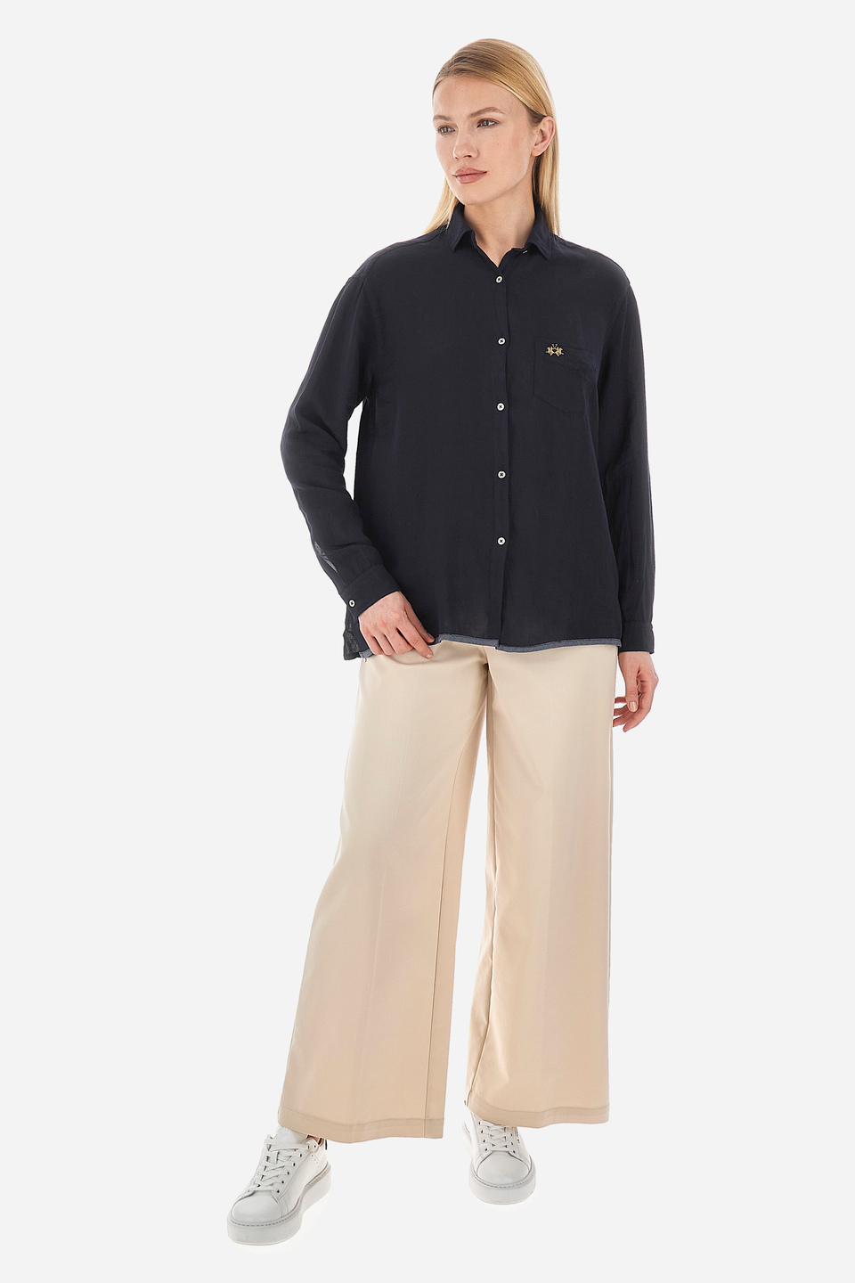 Women's regular fit viscose and linen shirt - Valera | La Martina - Official Online Shop