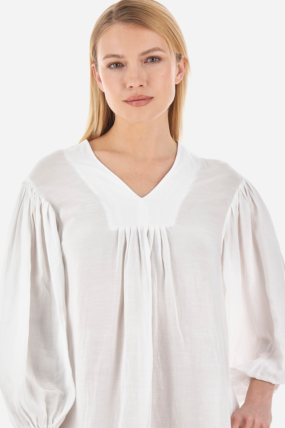 Women's 3/4 length sleeve linen blend dress - Valaria | La Martina - Official Online Shop